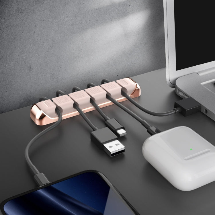 AhaStyle PT125 Aluminum Alloy + Silicone 5 Holes Position Cable Holder Desktop Data Cable Clip(Gray)