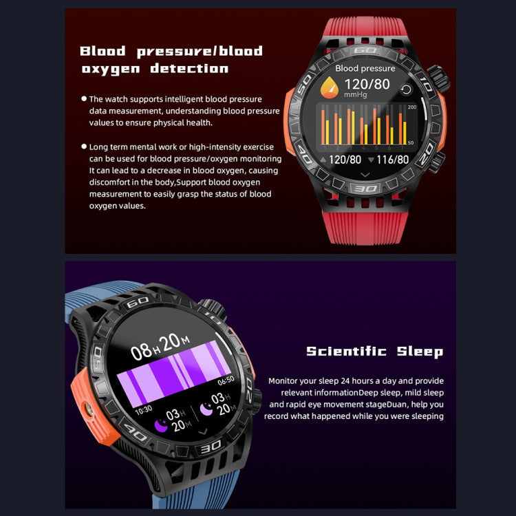 LOKMAT ZEUS6 PRO 1.46-Inch IP68 Waterproof SOS Flashlight Bluetooth Smart Watch(Brick Red)