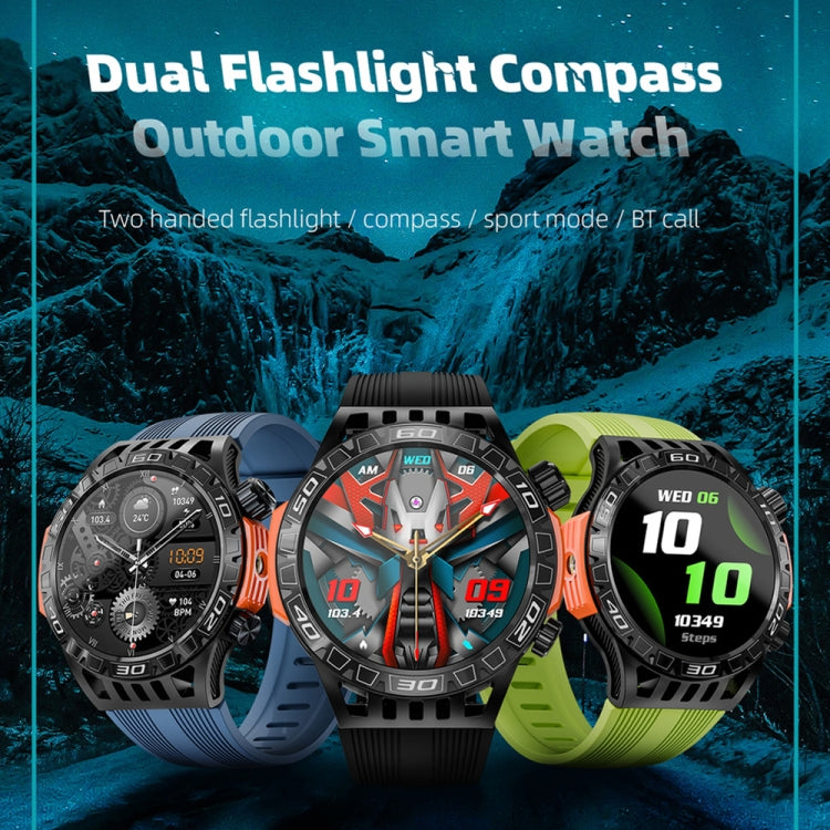 LOKMAT ZEUS6 PRO 1.46-Inch IP68 Waterproof SOS Flashlight Bluetooth Smart Watch(Black)