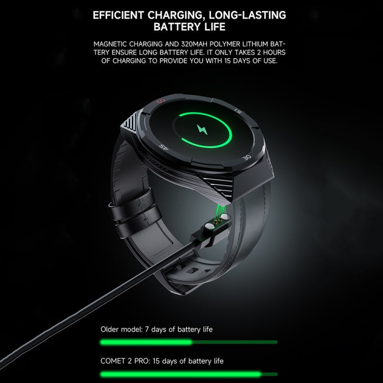 LOKMAT COMET2 PRO 1.46-Inch 5ATM Waterproof Bluetooth Call Smart Watch, Color: Black Leather