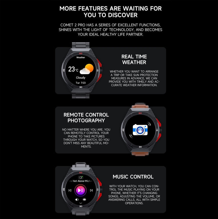 LOKMAT COMET2 PRO 1.46-Inch 5ATM Waterproof Bluetooth Call Smart Watch, Color: Black Stainless Steel