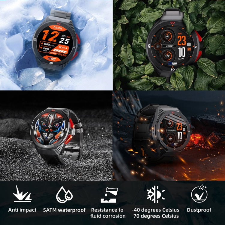 LOKMAT COMET2 PRO 1.46-Inch 5ATM Waterproof Bluetooth Call Smart Watch, Color: Black Leather