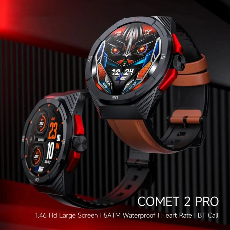 LOKMAT COMET2 PRO 1.46-Inch 5ATM Waterproof Bluetooth Call Smart Watch, Color: Black Stainless Steel