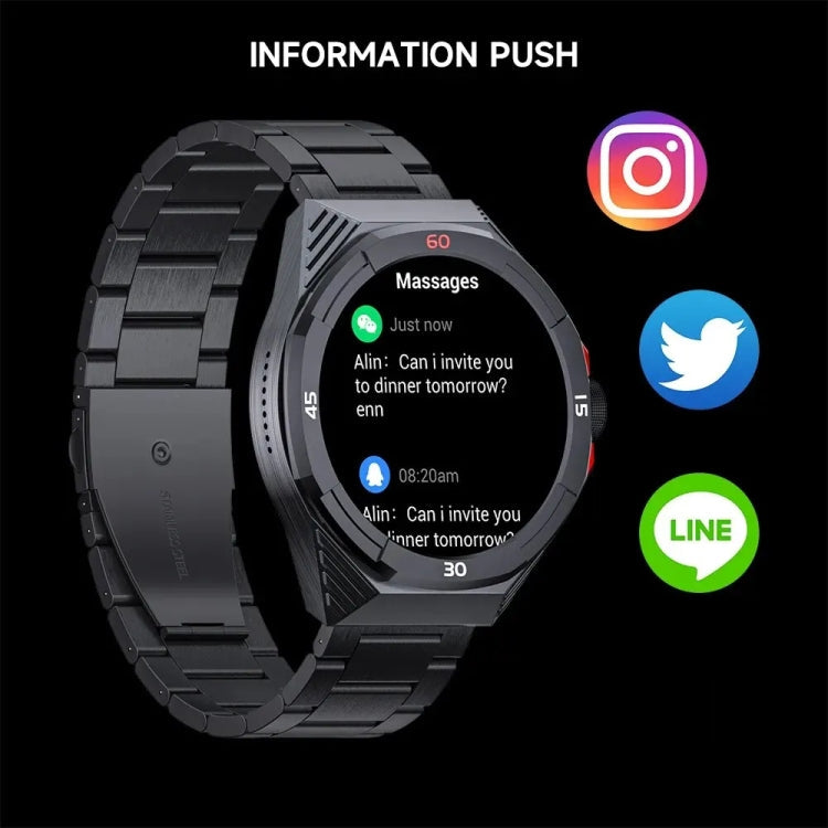 LOKMAT COMET2 PRO 1.46-Inch 5ATM Waterproof Bluetooth Call Smart Watch, Color: Black Leather
