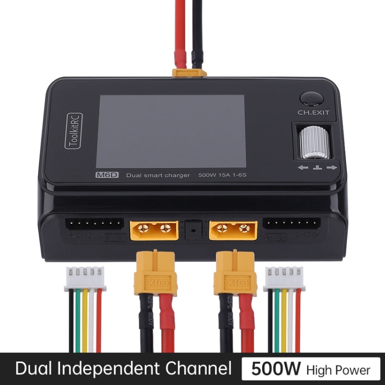 ToolkitRC M6D 500W Toy Airplane Dual Channel Li-Po Battery Balance Charger(Black)