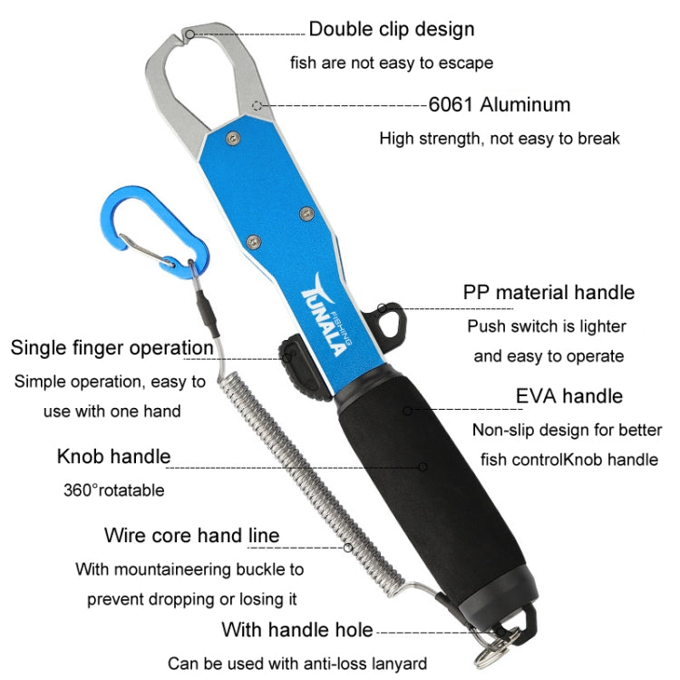 TUNALA Outdoor Push-Pull Aluminum Fish Catcher Multi-Functional Fishing Grip Luya Plier(Grey)