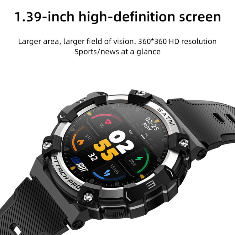 LOKMAT ATTACK 2 PRO 1.39-Inch 5ATM Waterproof Health Monitoring Bluetooth Smart Watch(Gray)
