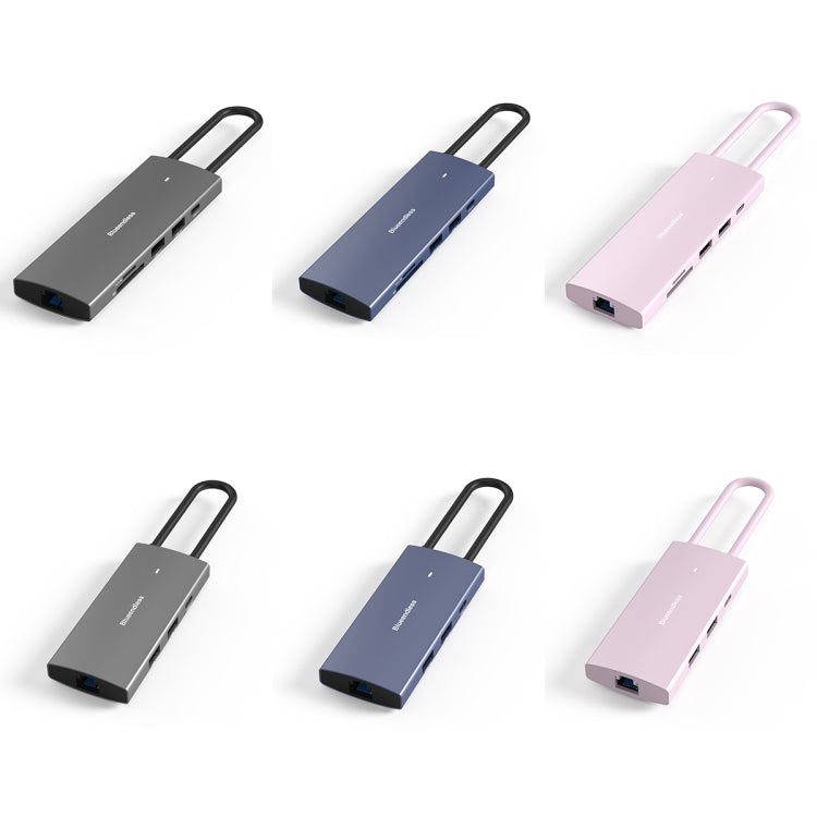 Blueendless 4K60Hz + Gigabit LAN + Data Type-C Docking Station, Spec: 6-in-1 Pink