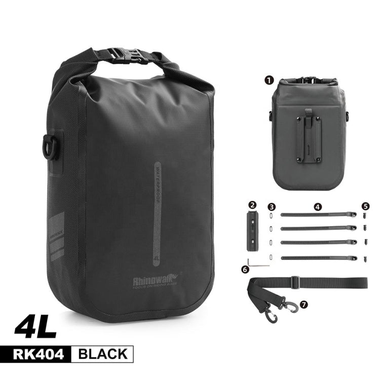 Rhinowalk RK404 4L Outdoor Cycling Quick-release Buckle Full Waterproof Bicycle Front Fork Bag(Black)
