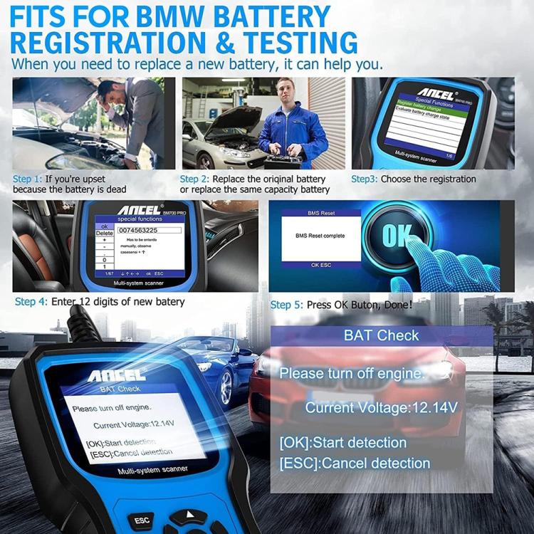 ANCEL BM700 Upgraded Version For BMW Full System Diagnostic OBDII Tester Maintenance And Resetting Repair Tools