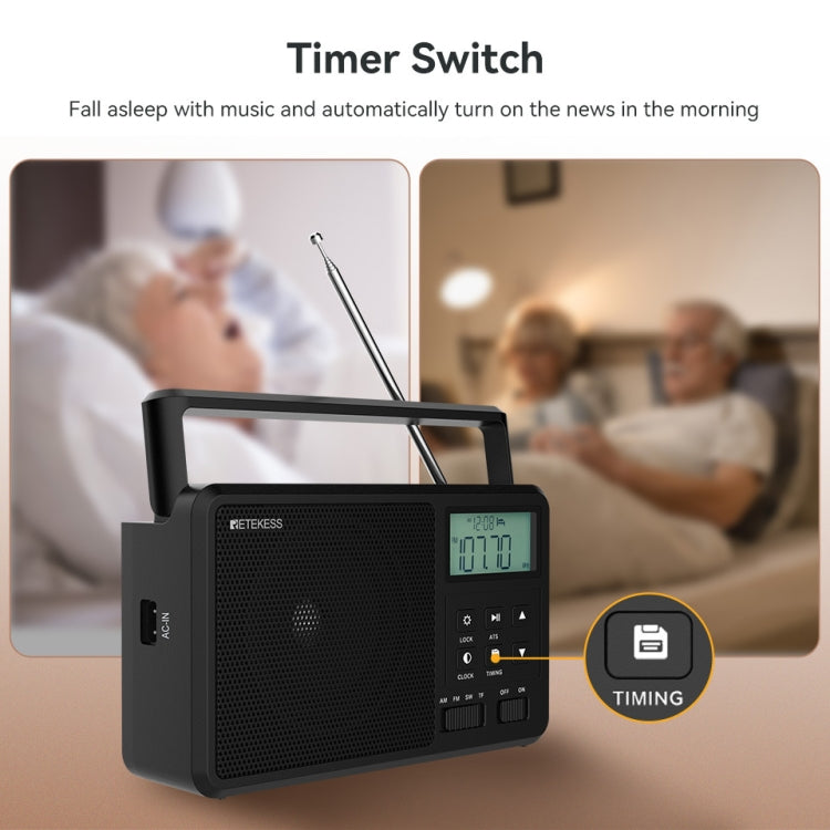 Retekess TR638 LCD Digital Display Full-Band Bluetooth FM Radio Support External Antenna(US Plug)