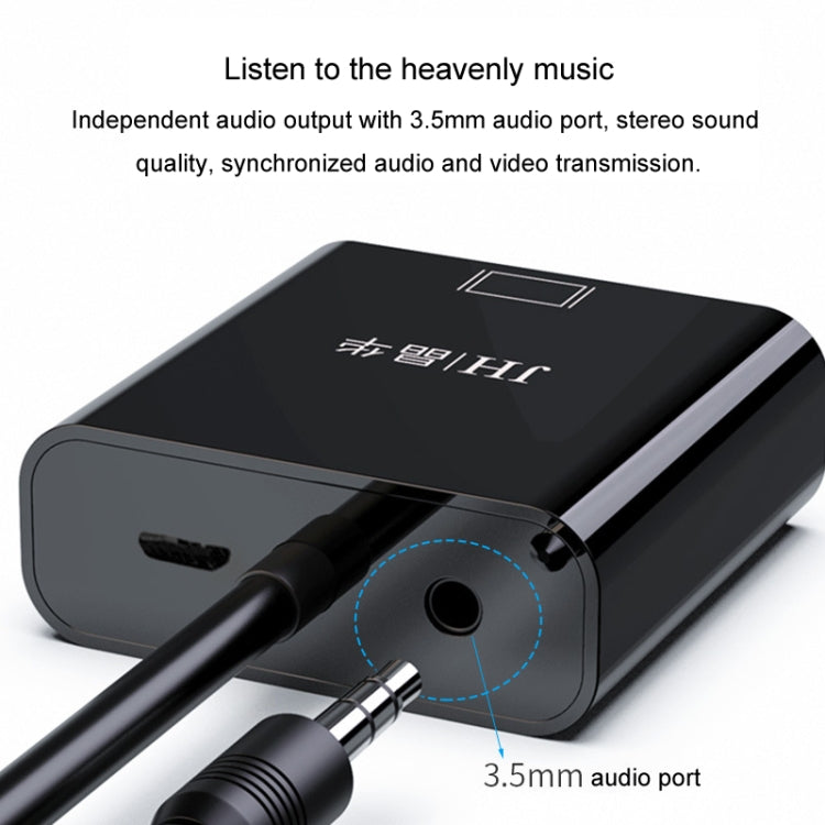 JINGHUA HDMI To VGA Adapter Cable Laptop Video Converter, Color: No Audio Black