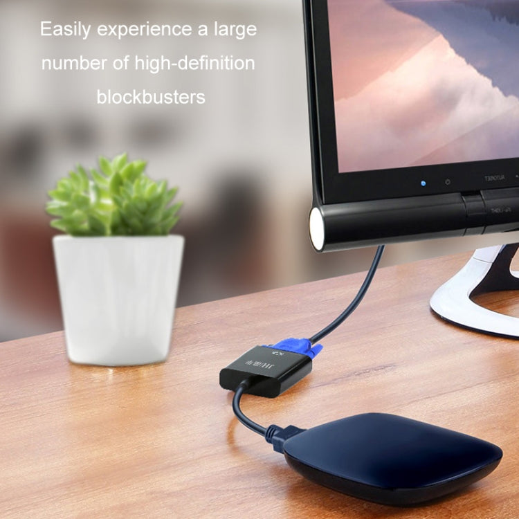 JINGHUA HDMI To VGA Adapter Cable Laptop Video Converter, Color: With Audio Black