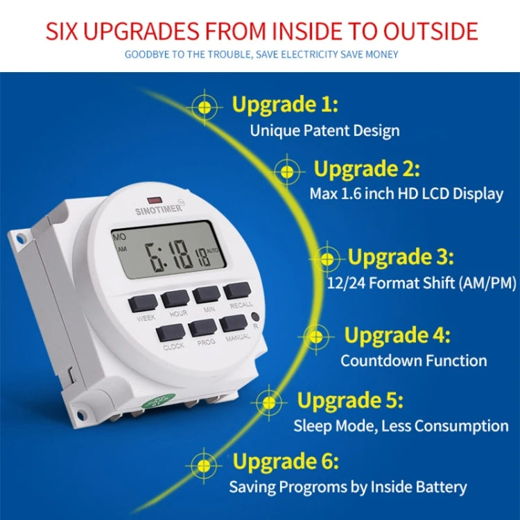 SINOTIMER TM618N-1 110V 7 Days Weekly Programmable Digital Electronic Timer Switch