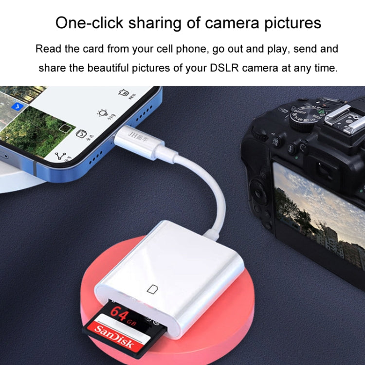 JINGHUA Mobile Phone Card Reader Converter Memory Card Reader, Model: Lighning With Cable TF+SD