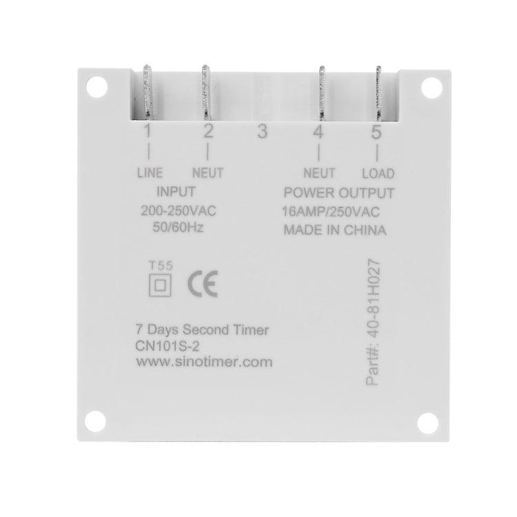 SINOTIMER CN101S-2 220V 1 Second Interval Digital LCD Timer Switch 7 Days Weekly Programmable Time Relay