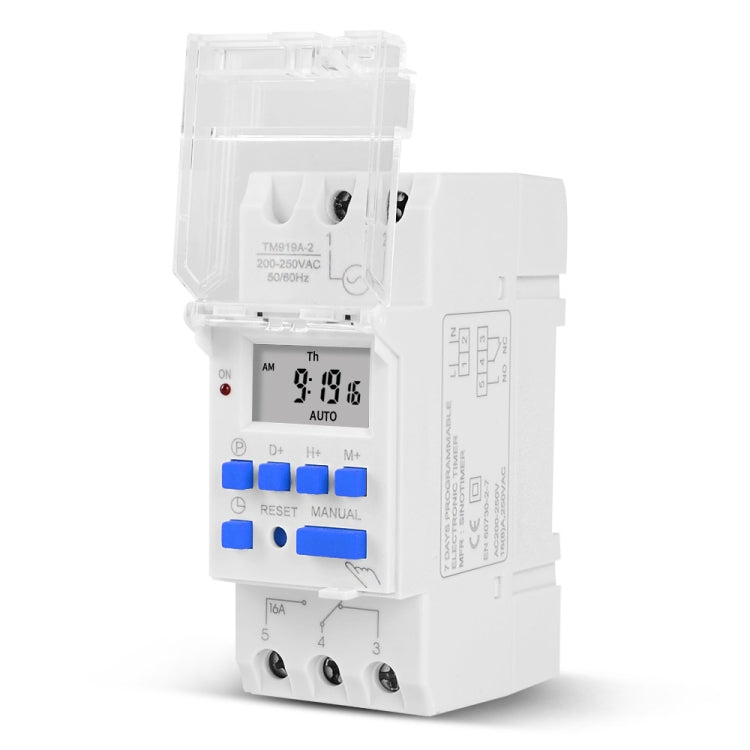 SINOTIMER TM919A-4 12V 16A Din Rail Mount Digital Timer Switch Microcomputer Weekly Programmable Time Relay Control