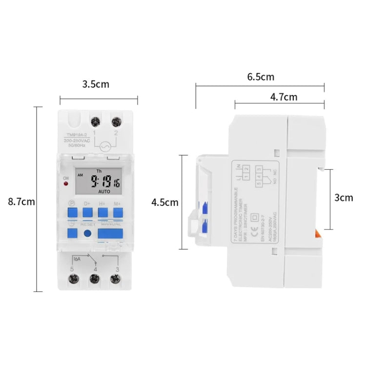 SINOTIMER TM919A-110V 16A Din Rail Mount Digital Timer Switch Microcomputer Weekly Programmable Time Relay Control