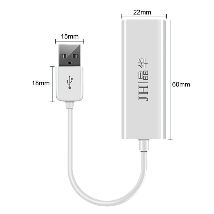 JINGHUA Z310 USB2.0 To RJ45 100Mbps Network Card Network Interface Box Laptop Network Card Free Driver(White)