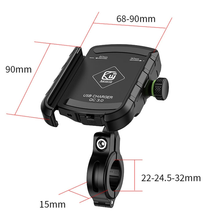 Kewig M8S Bicycle Aluminum Navigation Mount Outdoor Cycling Cell Phone Holder(Black)