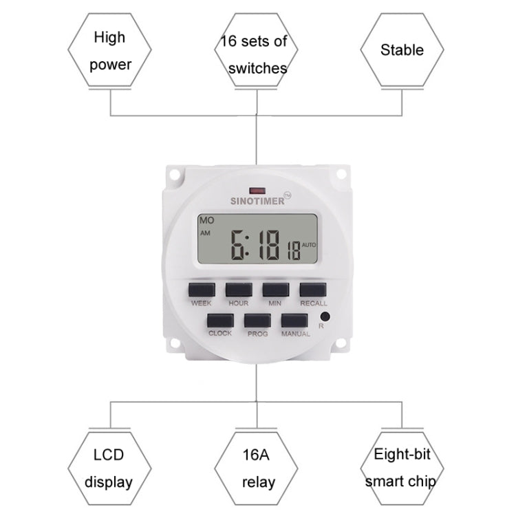 SINOTIMER Programmable Timer Switch Time Controller, Model: TM618H-3 24V