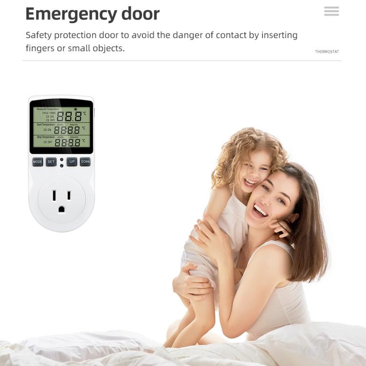 Intelligent Digital Thermostat Countdown Temperature Control Switch Socket Timing Temperature Controller, US Plug
