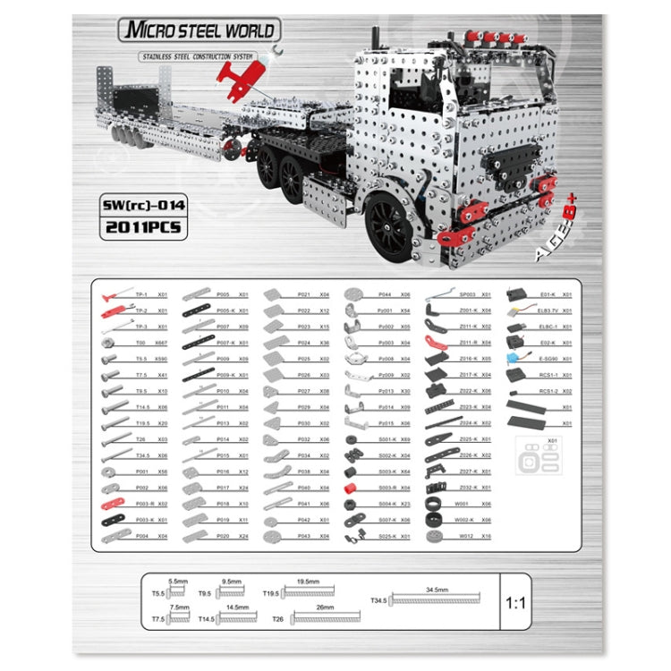 2011pcs / Box ZBToys Building Blocks Mechanical Toys Hand-Assembled Remote Control Trailer Metal Model