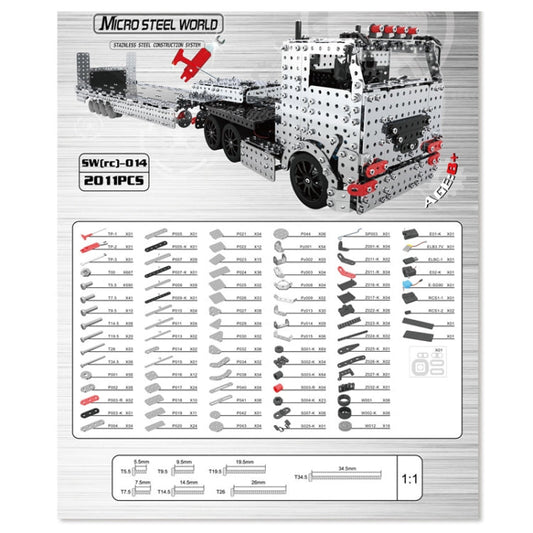 2011pcs / Box ZBToys Building Blocks Mechanical Toys Hand-Assembled Remote Control Trailer Metal Model