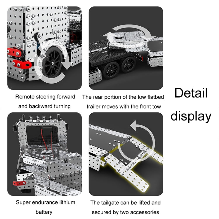 2011pcs / Box ZBToys Building Blocks Mechanical Toys Hand-Assembled Remote Control Trailer Metal Model