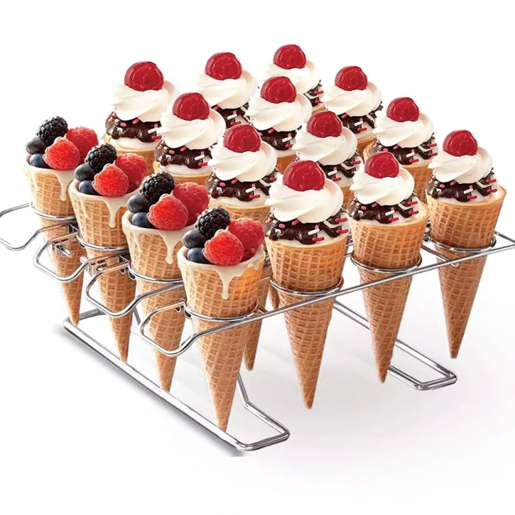OASISWJ Baking Tools Oven Pie Net Cone Shell Rack Ice Cream Display Storage Shelf(Foldable 16 Holes)