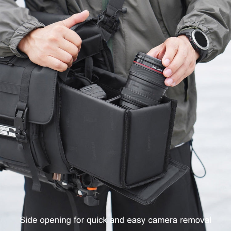 Cwatcun D115 Shoulder Crossbody Waterproof Leather Film DSLR Camera Bag, Color: Black Large