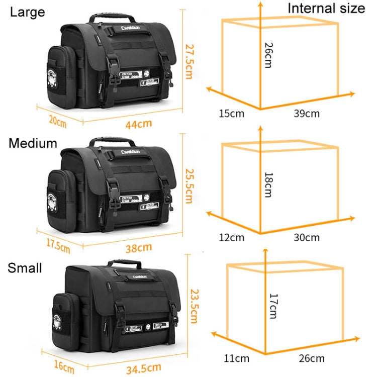 Cwatcun D115 Shoulder Crossbody Waterproof Leather Film DSLR Camera Bag, Color: Black Large