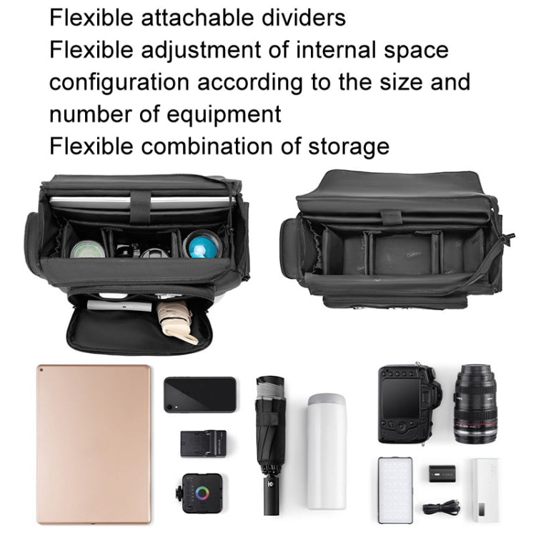 Cwatcun D115 Shoulder Crossbody Waterproof Leather Film DSLR Camera Bag, Color: Black Large
