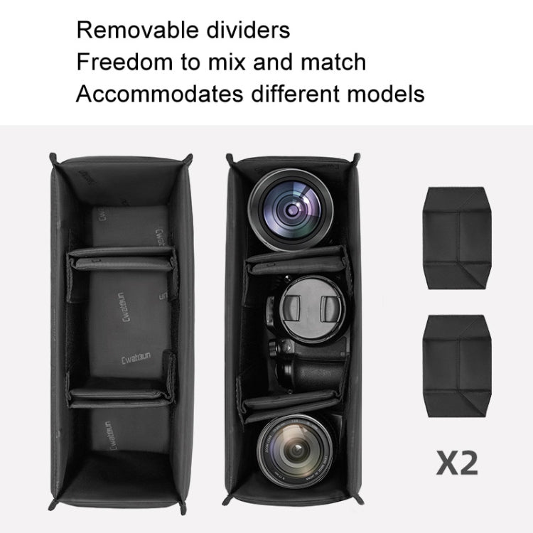 Cwatcun D115 Shoulder Crossbody Waterproof Leather Film DSLR Camera Bag, Color: Black Small