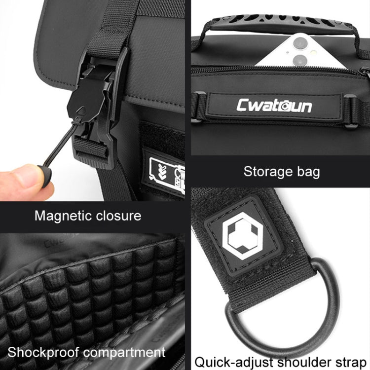 Cwatcun D115 Shoulder Crossbody Waterproof Leather Film DSLR Camera Bag, Color: Black Large