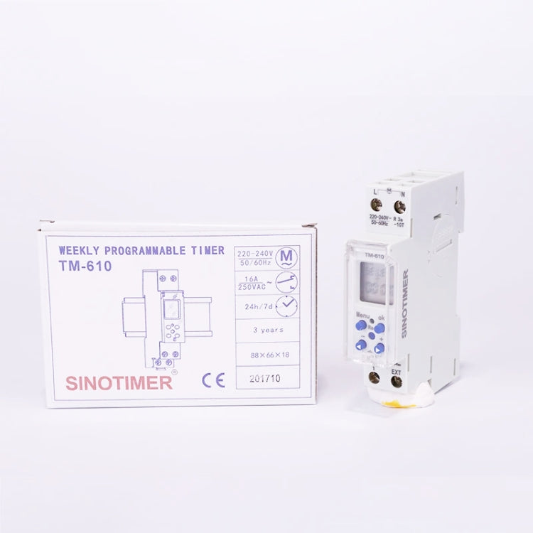 SINOTIMER TM610-2 220V 18mm Width Weekly Programmable Digital Timer Switch