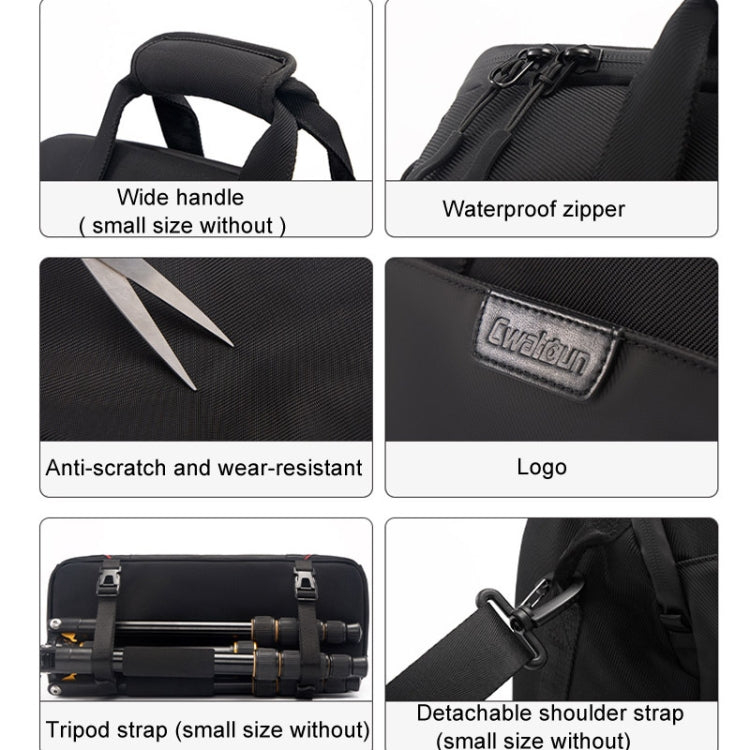 Cwatcun D109 Portable Casual Waterproof Multi-Function Camera Storage Photography Bag, Color: Medium Black