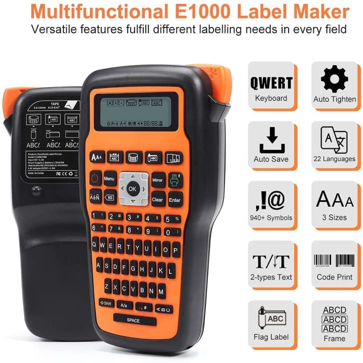 Phomemo E1000 Handheld Industrial Label Maker Thermal Transfer Printer with Keyboard (Gray)