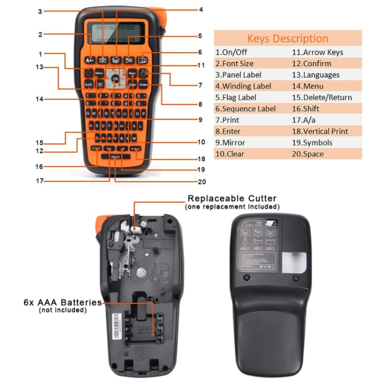 Phomemo E1000 Handheld Industrial Label Maker Thermal Transfer Printer with Keyboard (Gray)