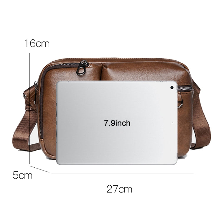 WEIXIER D401 Men Large Capacity Crossbody Single Shoulder Bag Casual PU Messenger Handbag(Black)