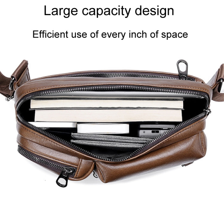 WEIXIER D401 Men Large Capacity Crossbody Single Shoulder Bag Casual PU Messenger Handbag(Black)