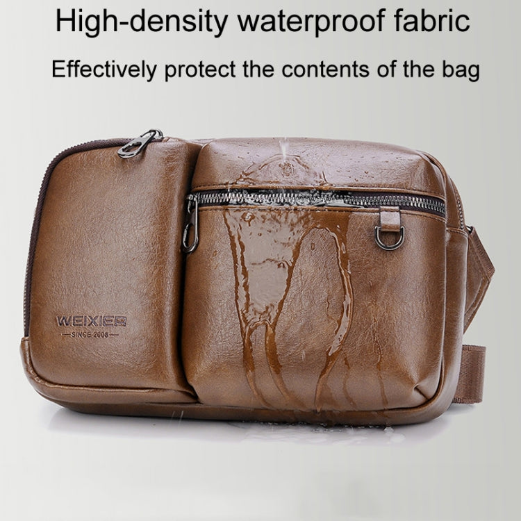 WEIXIER D401 Men Large Capacity Crossbody Single Shoulder Bag Casual PU Messenger Handbag(Brown)