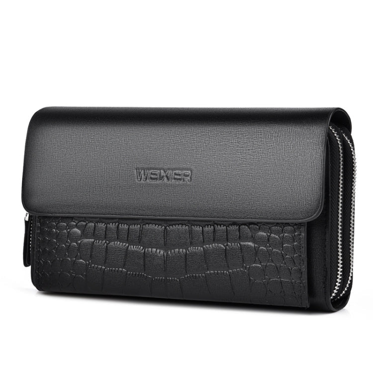 WEIXIER W129 Men Magnetic Buckle Anti-Theft Clutch Bag Large Capacity Multi-Card Wallet(Black)