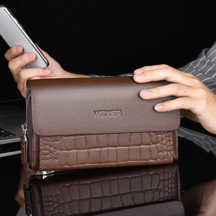 WEIXIER W129 Men Magnetic Buckle Anti-Theft Clutch Bag Large Capacity Multi-Card Wallet(Black)