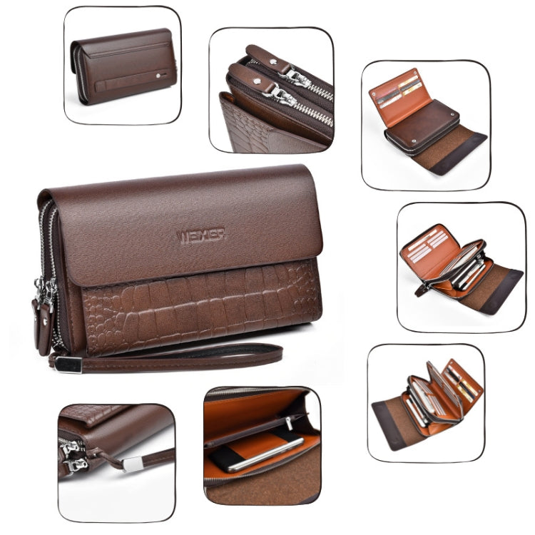 WEIXIER W129 Men Magnetic Buckle Anti-Theft Clutch Bag Large Capacity Multi-Card Wallet(Black)