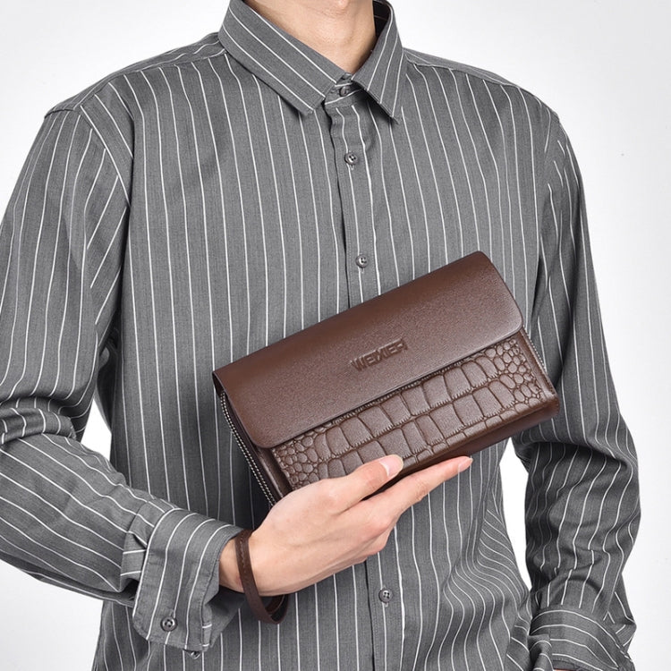 WEIXIER W129 Men Magnetic Buckle Anti-Theft Clutch Bag Large Capacity Multi-Card Wallet(Brown)