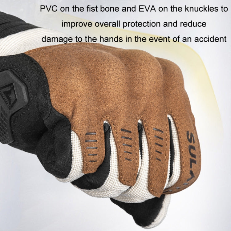 SULAITE Motorcycle Riding Breathable Conductive Touch Screen Full Finger Gloves, Size: XL(Khaki)