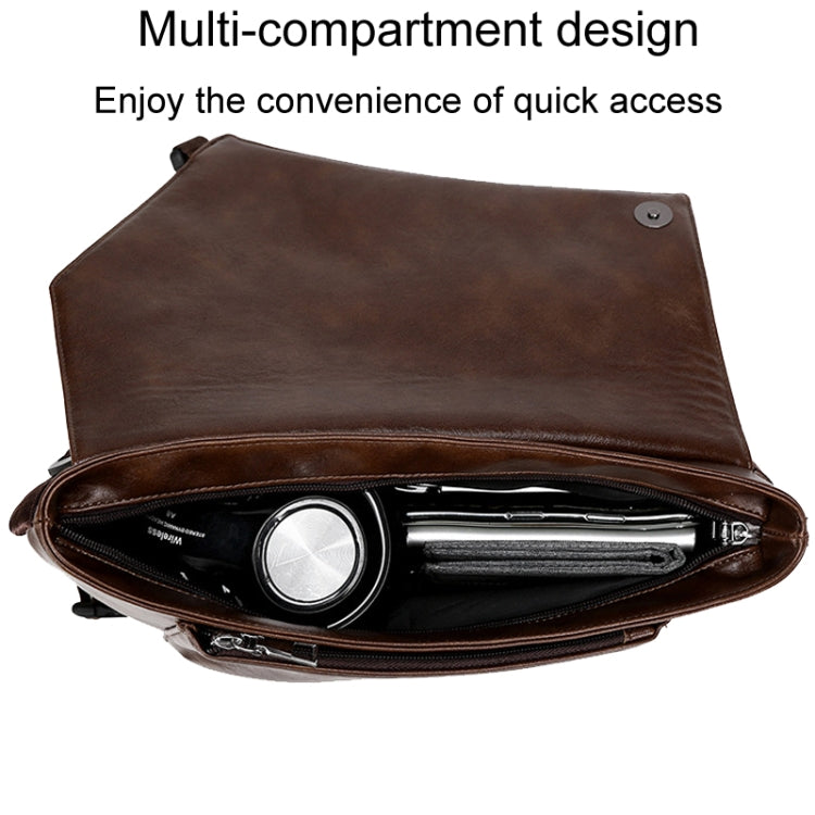 WEIXIER D515 Men Crossbody Single Shoulder Bag Large Capacity Waterproof Messenger Backpack(Brown)