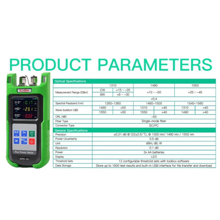 Komshine KPN-35 High Precision PON Optical Power Meter 1310/1490/1550nm Fiber Tester(SC/UPC Interface)