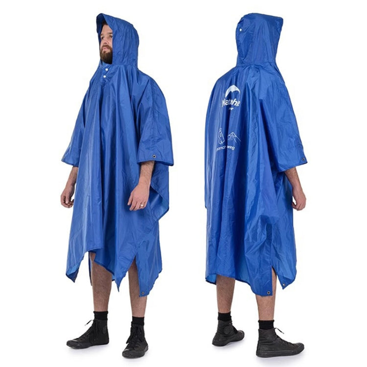 Naturehike 210T Plaid Outdoor Rain Poncho 3 In 1 Canopy Riding Travel Portable Backpacking Raincoat(Blue)
